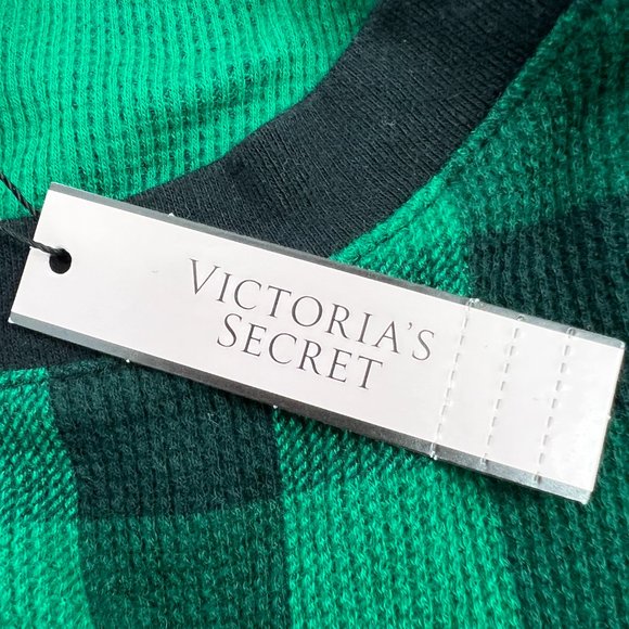 Victoria's Secret Womens Buffalo Print Thermal Sleepshirt Green Plaid XL NWT - Picture 7 of 9